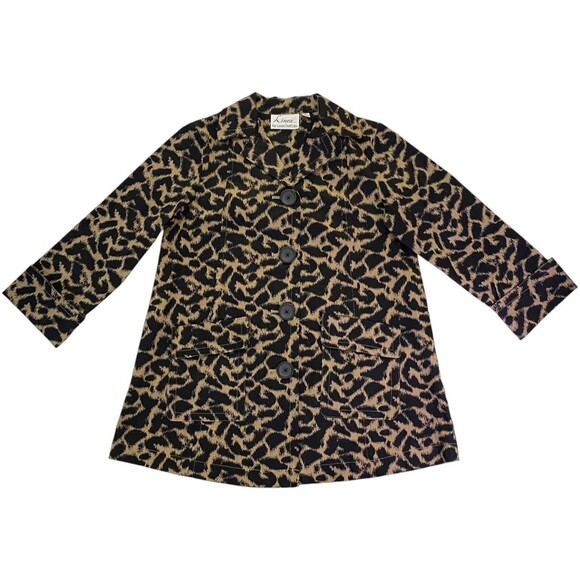 Linea Louis Dell'Olio Jacket Womens XS Brown Black Leopard Animal Print EUC - Picture 8 of 10